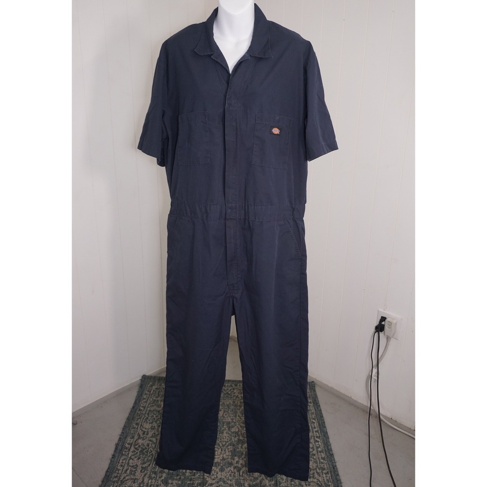 Dickies Large Regular Navy Blue Short Sleeve Cotton Blend Coveralls